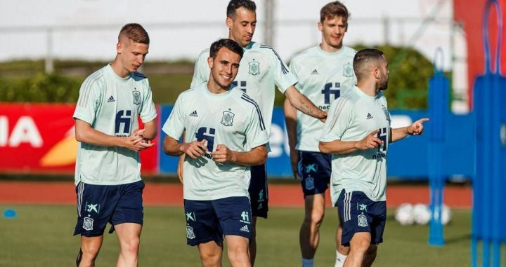 Los jugadores de España, en un entrenamiento / EFE