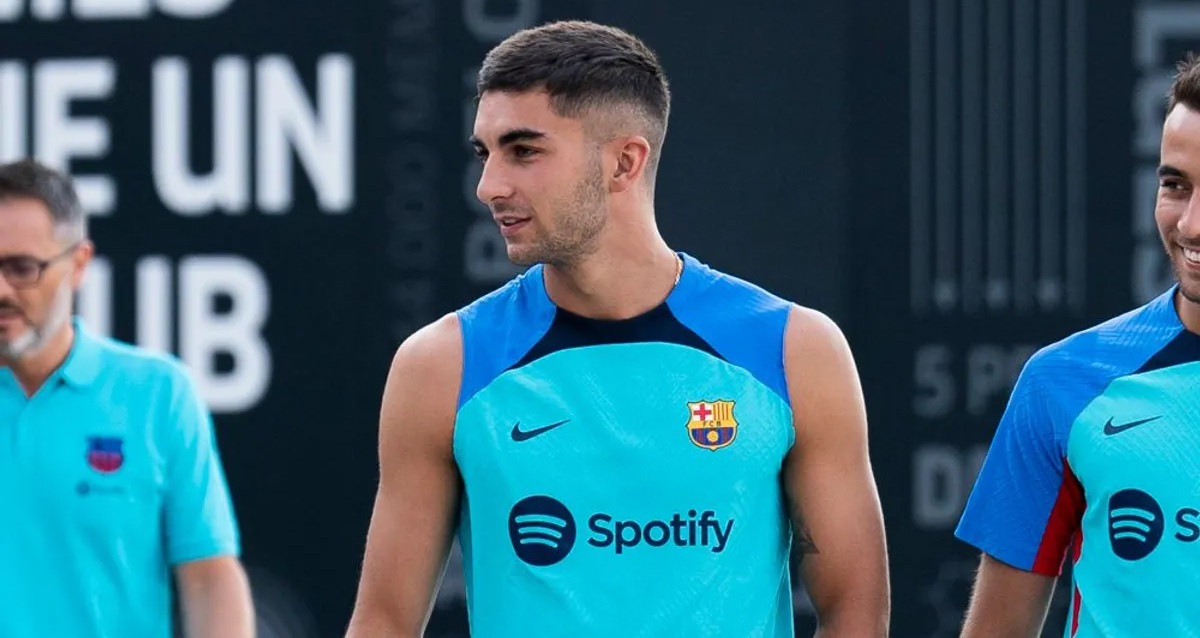 Ferran Torres, durante uno de los entrenamientos de la reciente pretemporada del Barça / FCB