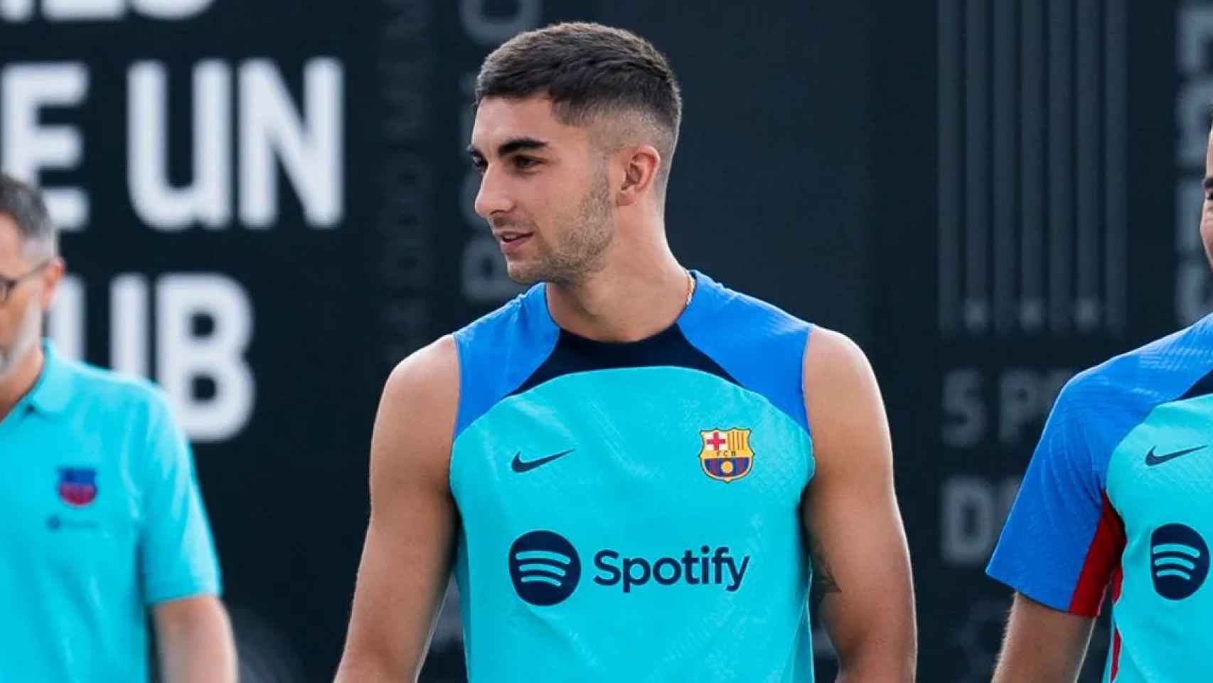 Ferran Torres, durante uno de los entrenamientos de la reciente pretemporada del Barça / FCB