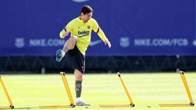 Messi, entrenando de forma individual en las instalaciones del Barça| FCB