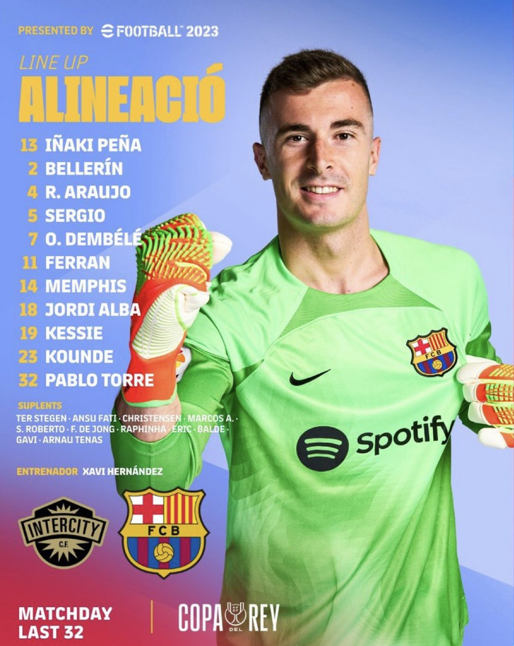 Once del Barça contra el Intercity / FCB