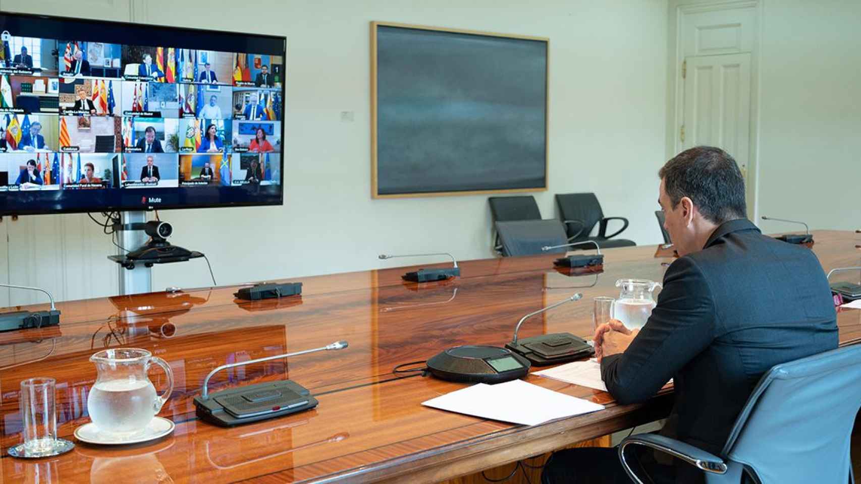 El presidente del Gobierno, Pedro Sánchez, se reúne con los presidentes de las autonomías por videconferencia / EP