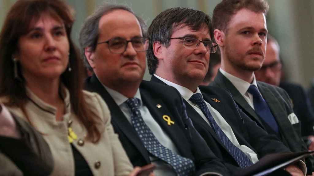 Carles Puigdemont, Quim Torra y la diputada Laura Borràs, de viaje en Bélgica / EFE