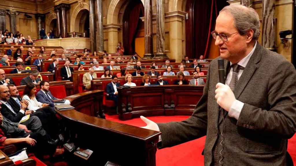 Quim Torra en el Parlament debatiendo los presupuestos en plena pandemia / CG