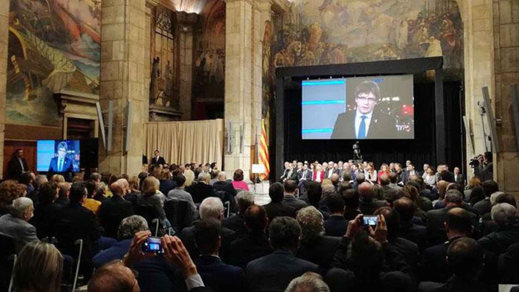 Carles Puigdemont durante la presentación del Consejo para la República en el Palau Sant Jordi / CG