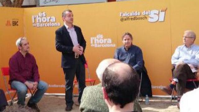 El alcaldable de ERC por Barcelona, Alfred Bosch, en un acto de precampaña este domingo