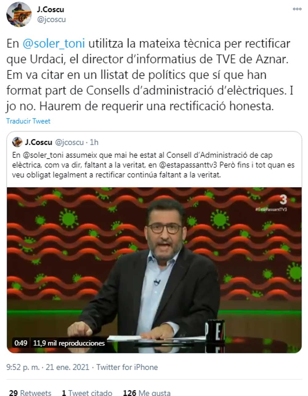 Coscubiela, comparando a Toni Soler con Alfredo Urdaci