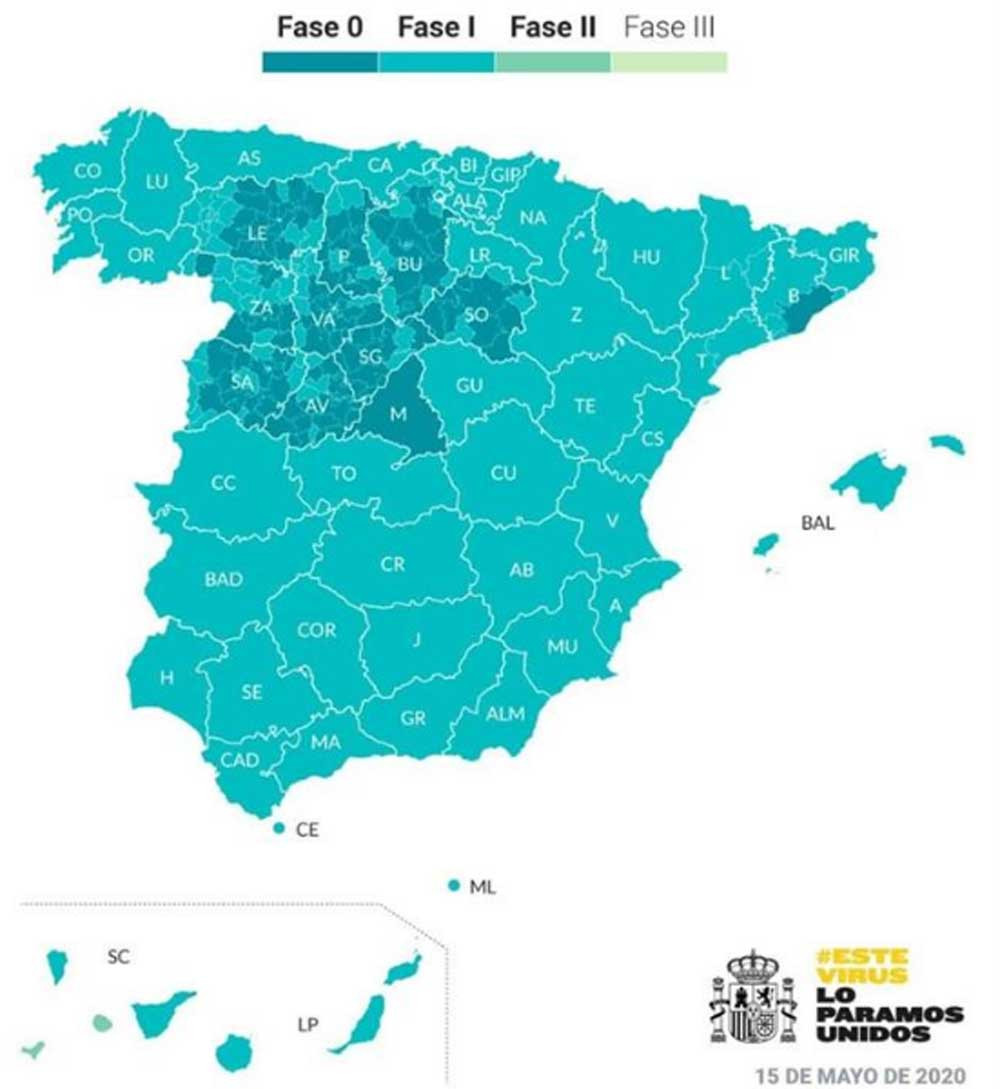 Mapa de la desescalada del confinamiento a partir del 18 de mayo