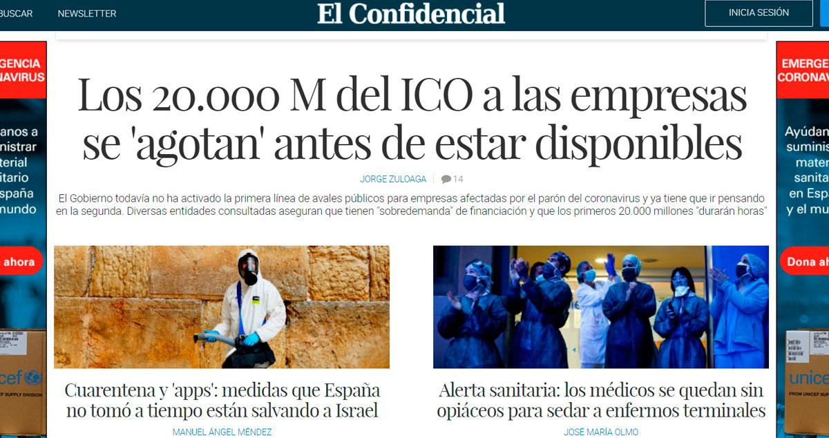 Portada de 'El Confidencial' con las medidas del Gobierno