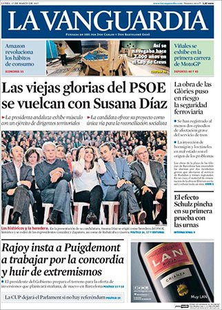 Portada de La Vanguardia de este lunes / CG