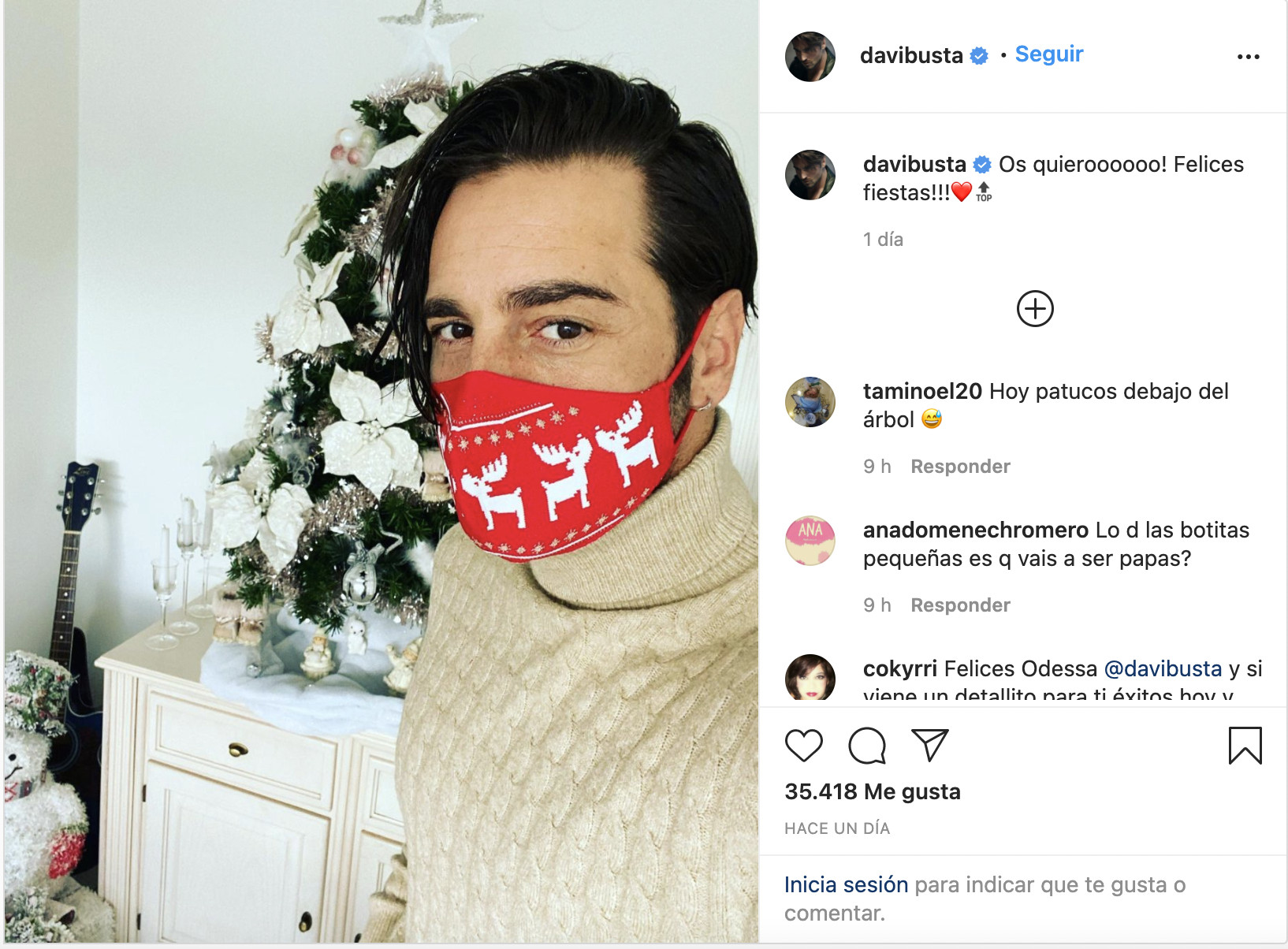 Publicación de David Bustamante junto a su árbol de Navidad / INSTAGRAM