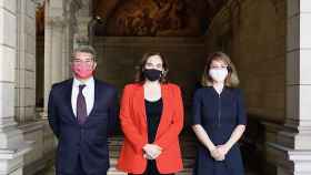 Joan Laporta, Ada Colau y Janet Sánchez en la reunión entre el Barça y el Ayuntamiento de Barcelona / FCB