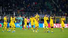 Los jugadores del Barça celebran su victoria contra el Inter / EFE