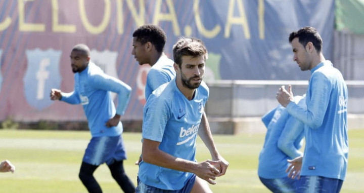 Una foto de Gerard Piqué durante un entrenamiento del Barça / FCB