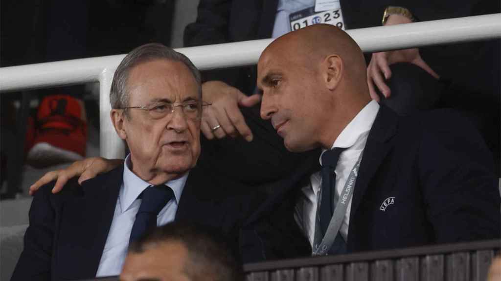 Florentino Pérez y Luis Rubiales, durante la final de Copa del Rey / REDES