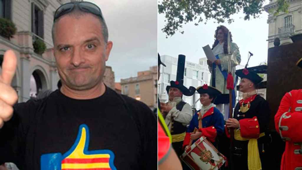 El cómico Toni Albà, en una foto de archivo y durante el pregón de La Mercè 2018