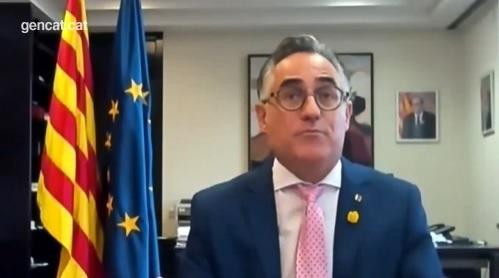 El 'conseller' Ramon Tremosa, criticando el Gobierno español por videoconferencia / GENERALITAT DE CATALUÑA