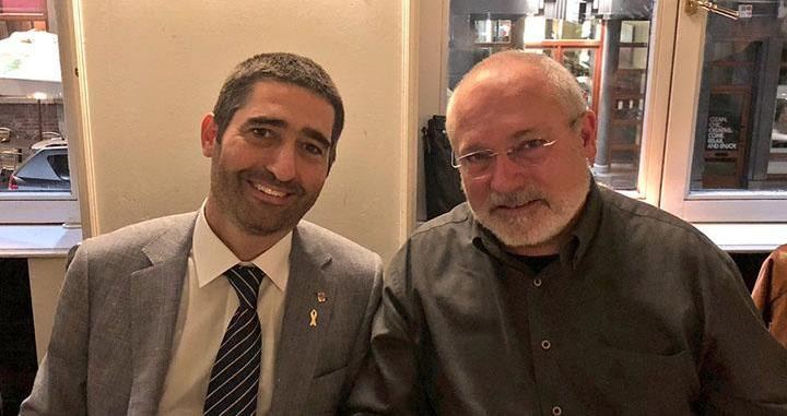 El consejero de Políticas Digitales Jordi Puigneró en Bruselas con el exconsejero de Cultura Lluís Puig, fugado de la Justicia española / TWITTER