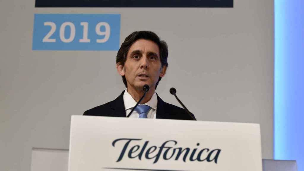 José María Álvarez Pallete, presidente de Telefónica, en la rueda de prensa de los resultados de 2019 / EUROPA PRESS
