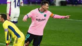 Messi en la celebración de un gol frente al Valladolid / EFE