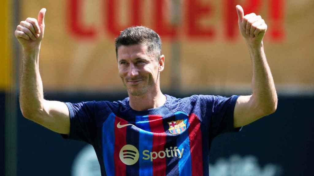 Robert Lewandowski, en su presentación como jugador del Barça / EFE