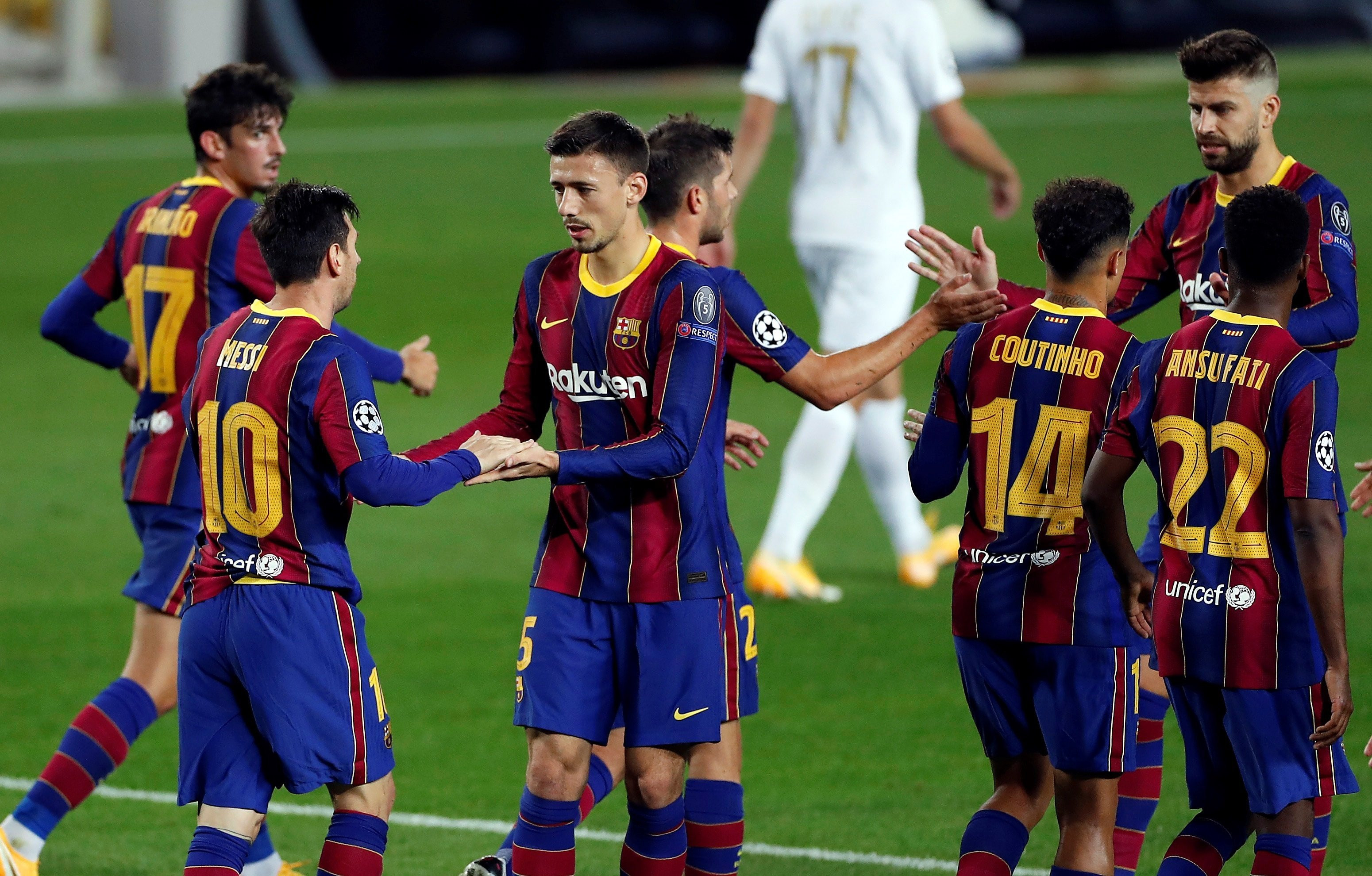 Los jugadores del Barça celebran un gol contra el Ferencvaros / EFE