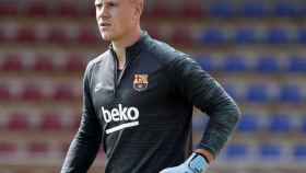 Una foto de Ter Stegen durante el entrenamiento previo al choque ante el Borussia Dortmund / FCB