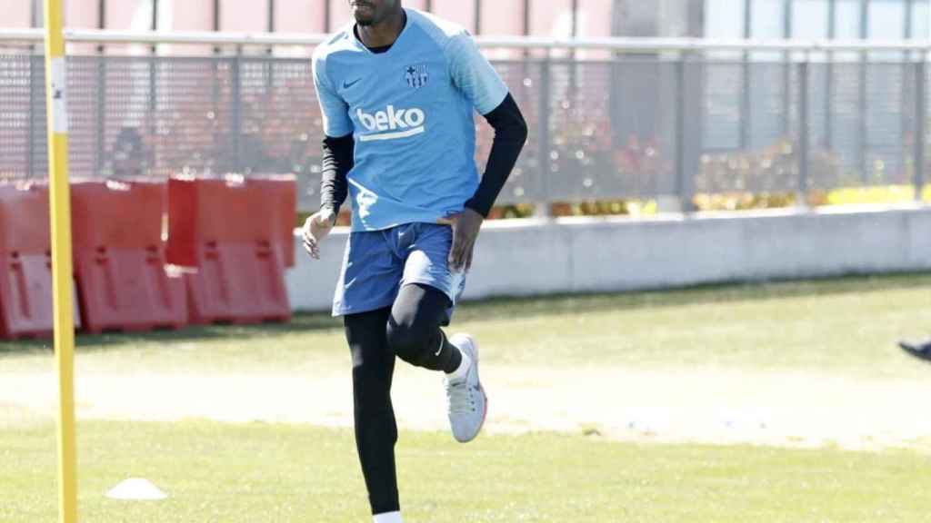 Una foto de Ousmané Dembelé durante su recuperación en un entrenamiento del Barça /FCB