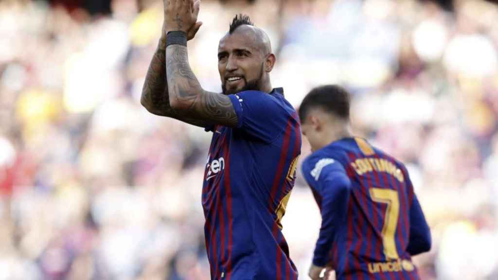 Una foto de Arturo Vidal durante un partido del Barça / FCB