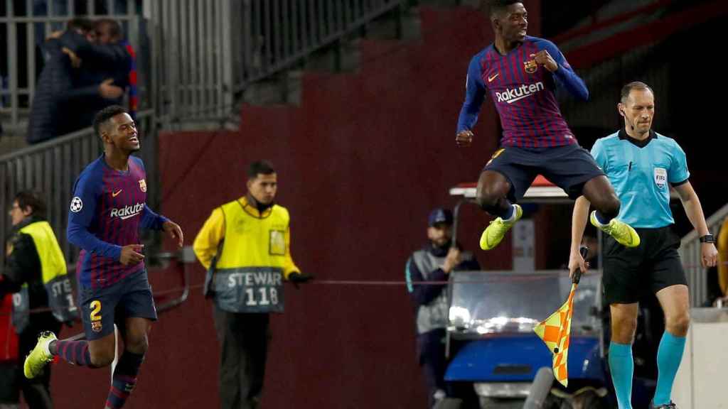 Una foto de Ousmane Dembelé celebrando su gol frente al Tottenham / EFE