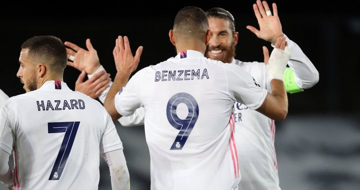 Sergio Ramos y Benzema, celebrando un gol ante el Inter | EFE