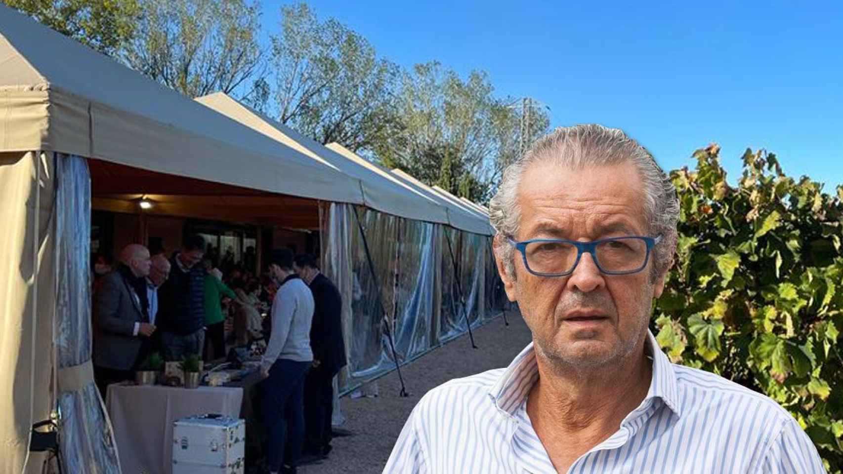 Luis Conde y uno de los espacios de su finca en Fonteta donde ha tenido lugar su tradicional 'civet' / CG