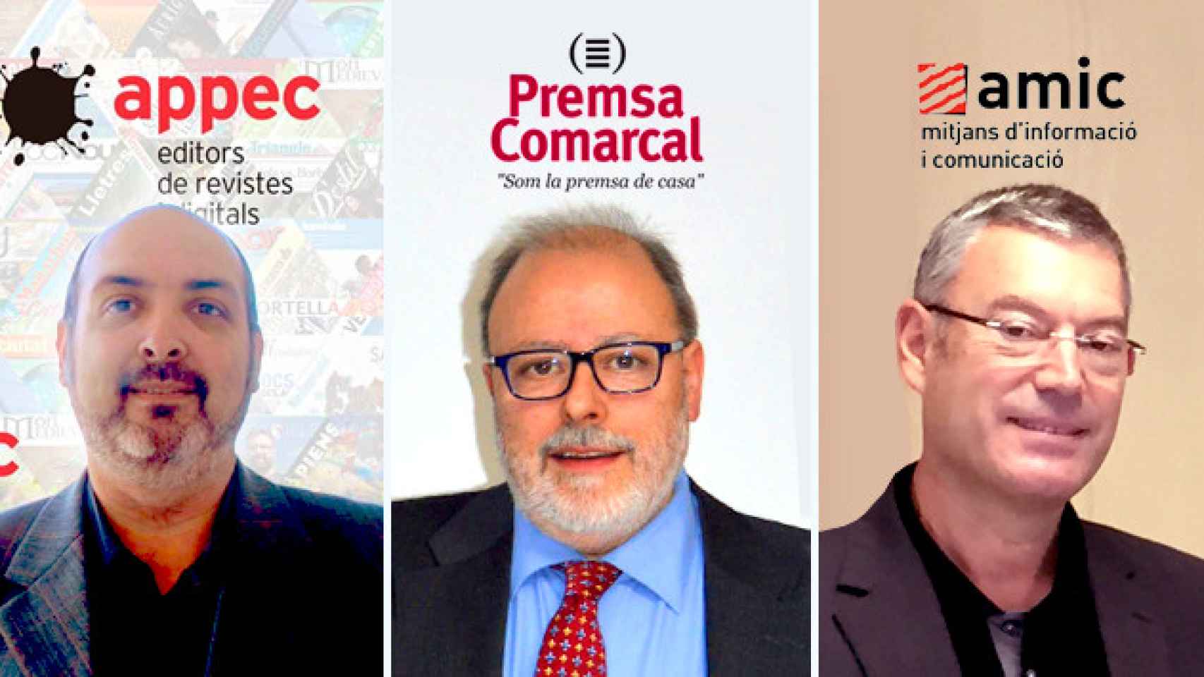 Los representantes de APPEC, Premsa Comarcal y AMIC han firmado una carta en la que denuncian la congelación de subvenciones públicas / FOTOMONTAJE DE CRÓNICA GLOBAL