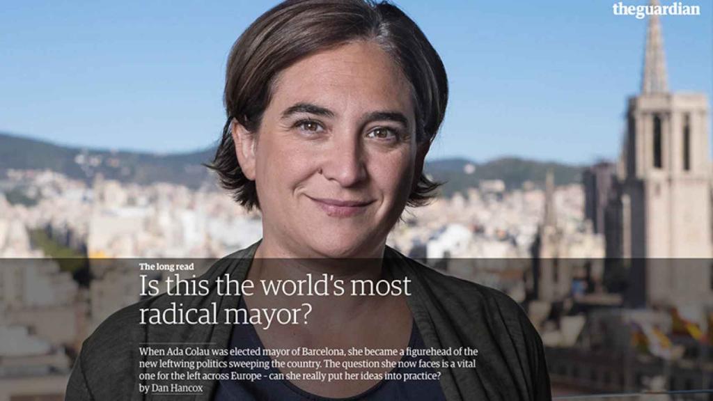 Captura de pantalla de la portada del artículo que 'The Guardian' publicó sobre Ada Colau el 26 de mayo.