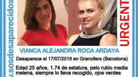 Vianca Alejandra Roca desapareció el 16 de julio / TWITTER