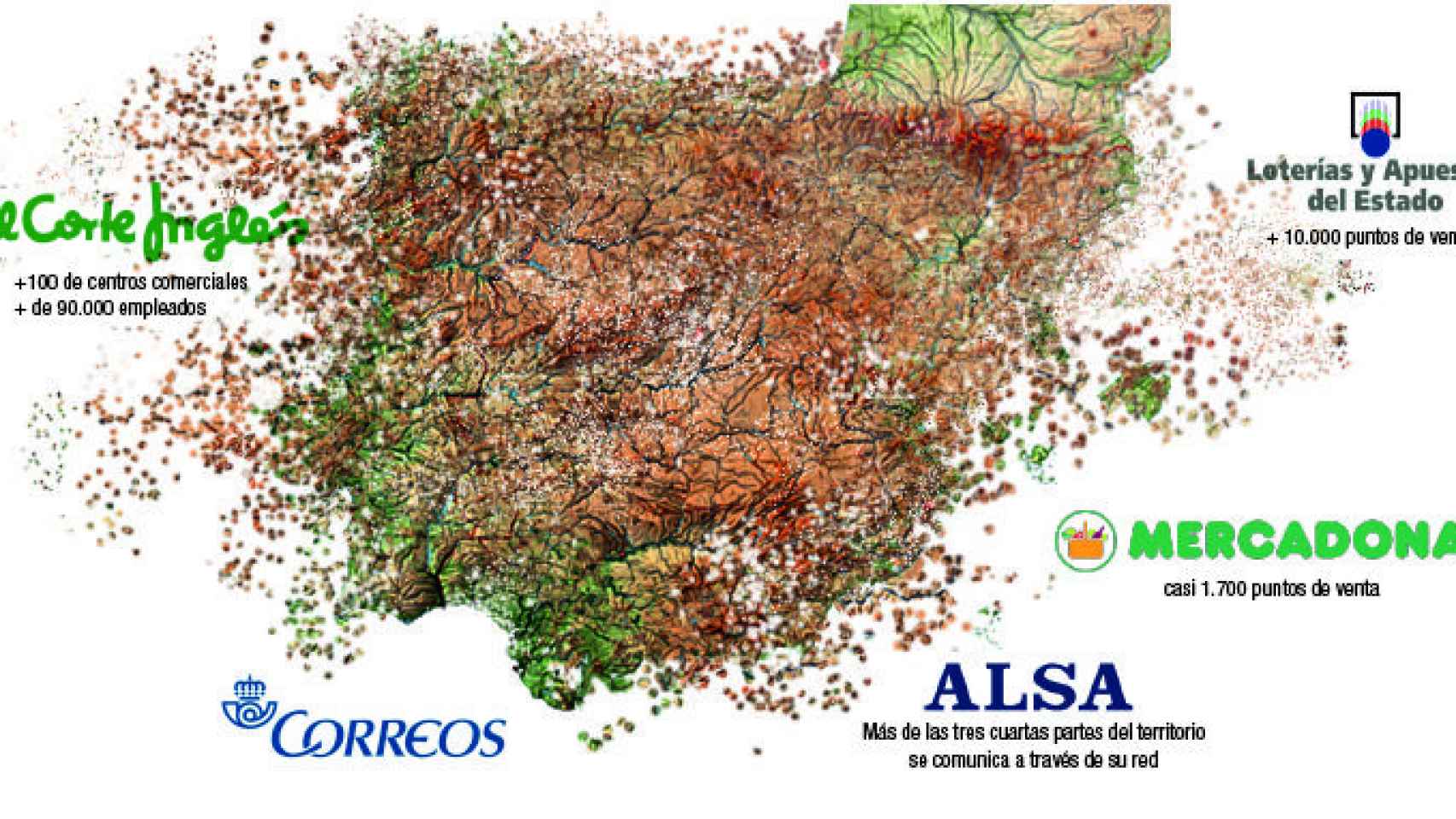 El Corte Inglés, Mercadona, Correos, Alsa y Loterías y Apuestas del Estado son las compañías capaces de afectar a la totalidad del país / CG