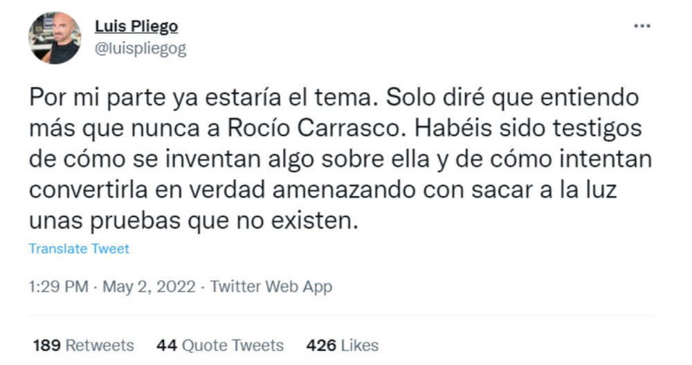 Publicación de el director de 'Lecturas', Luis Pliego / TWITTER