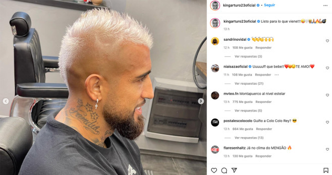 Arturo Vidal, sonriente con su nuevo cambio de 'look' en la peluquería / INSTAGRAM