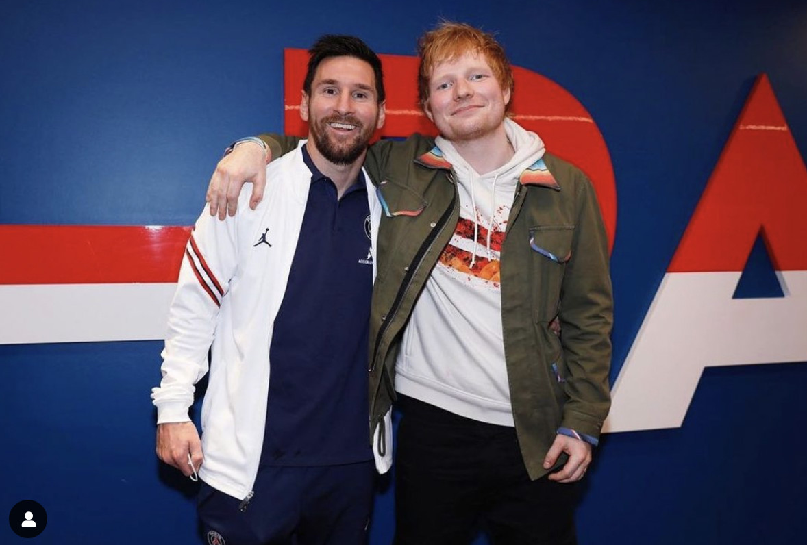 Leo Messi con Ed Sheeran