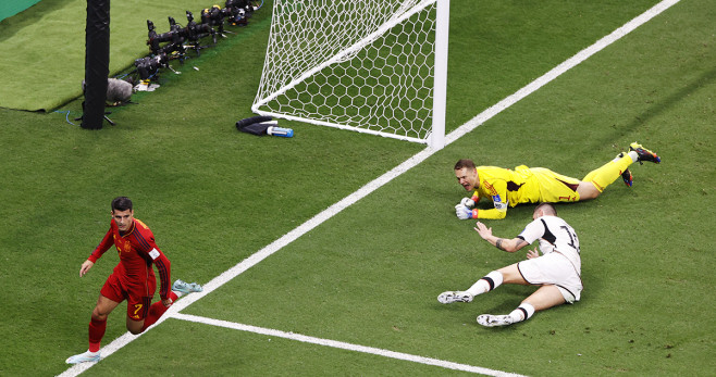 Álvaro Morata, después de marcar su gol contra Alemania / EFE