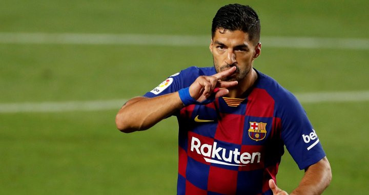 Luis Suárez, celebrando su gol contra el Espanyol | EFE