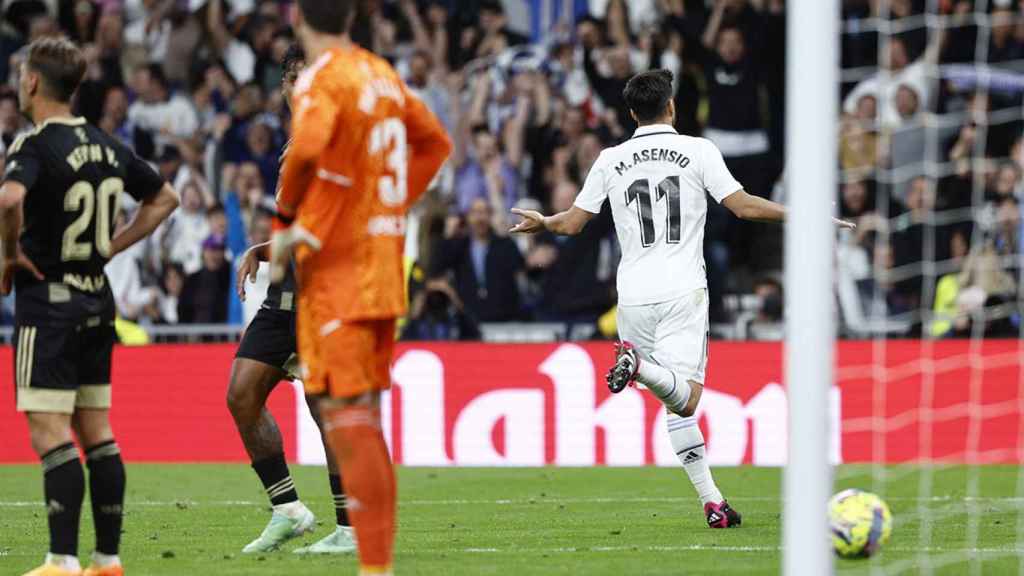 Asensio festeja su gol anotado en el triunfo del Real Madrid contra el Celta