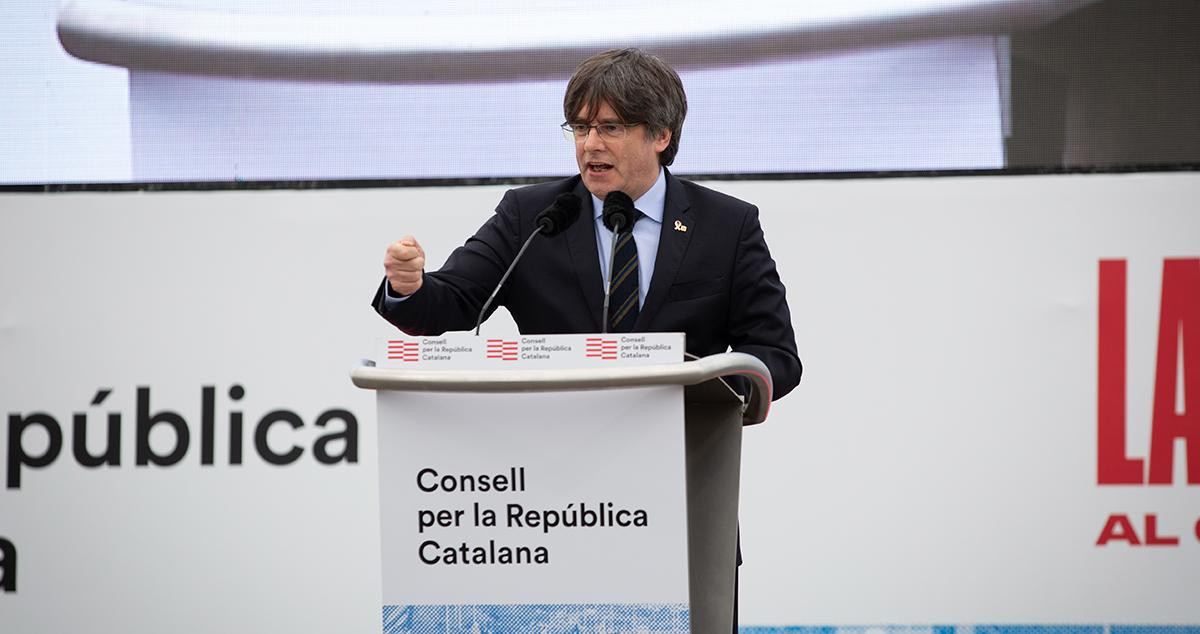 El expresidente de la Generalitat de Cataluña Carles Puigdemont, en el acto del Consell per la República en Perpiñán (Francia) el 29 de febrero de 2020 / EUROPA PRESS