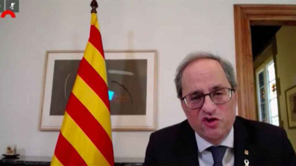 Quim Torra durante su comparecencia virual ante los grupos parlamentarios para debatir sobre el coronavirus / CG