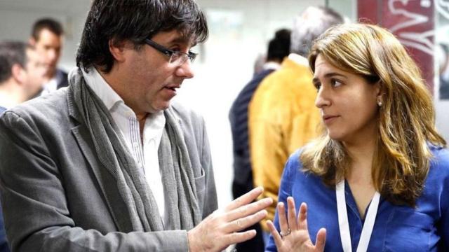 Carles Puigdemont y Marta Pascal en un acto de PDeCAT / EFE