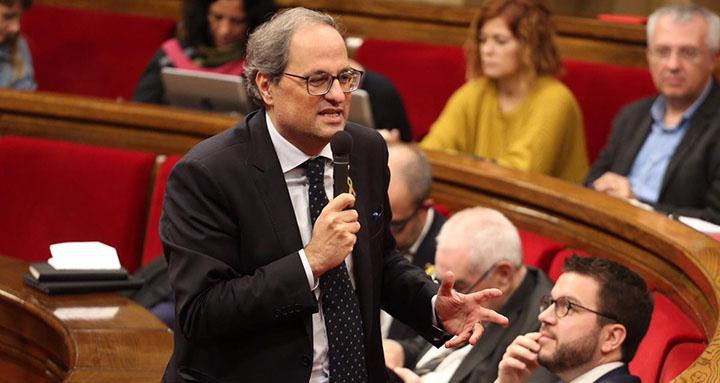 El presidente de la Generalitat Quim Torra en el Parlament / CG