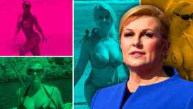 La presidenta de Croacia, Kolinda Grabar-Kitarović, en una de las fotos que sacan los colores a los medios