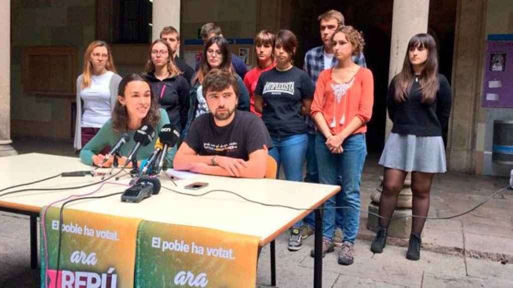 Imagen de la rueda de prensa en la que Universitats per la República ha convocado una nueva jornada de huelga para el jueves 26 de octubre / CG