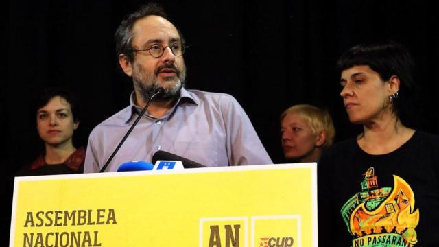 La CUP -en la imagen, Antonio Baños y Ana Gabriel- no llegó a ninguna decisión sobre Mas el domingo.