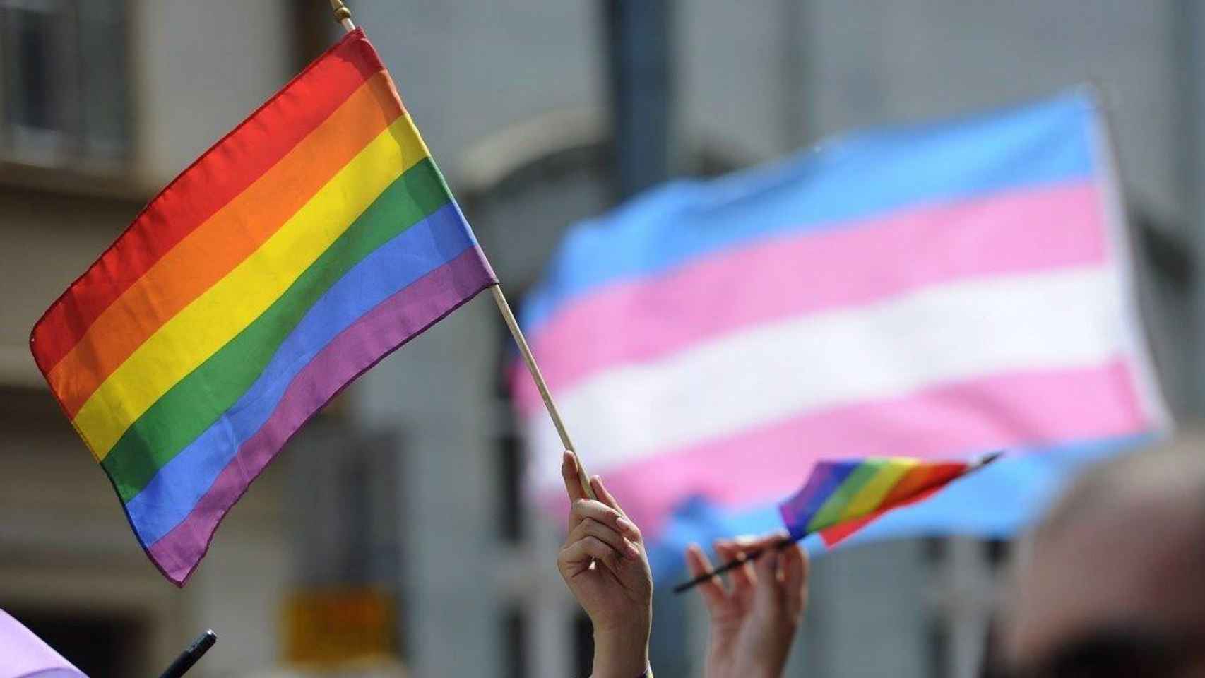 La bandera del colectivo LGTBI en una manifestación contra las agresiones homófobas como la ocurrida en Cambrils / EP